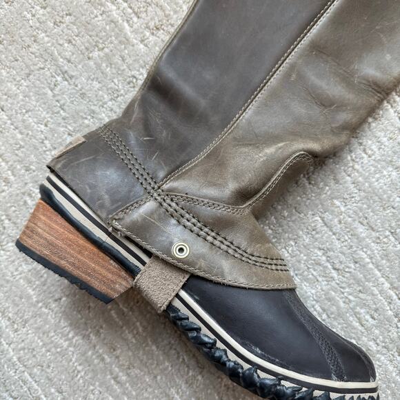 SOREL Slimpack Tall Equestrian Rain Boot Women 7 Nori Green Waterproof - Picture 7 of 9